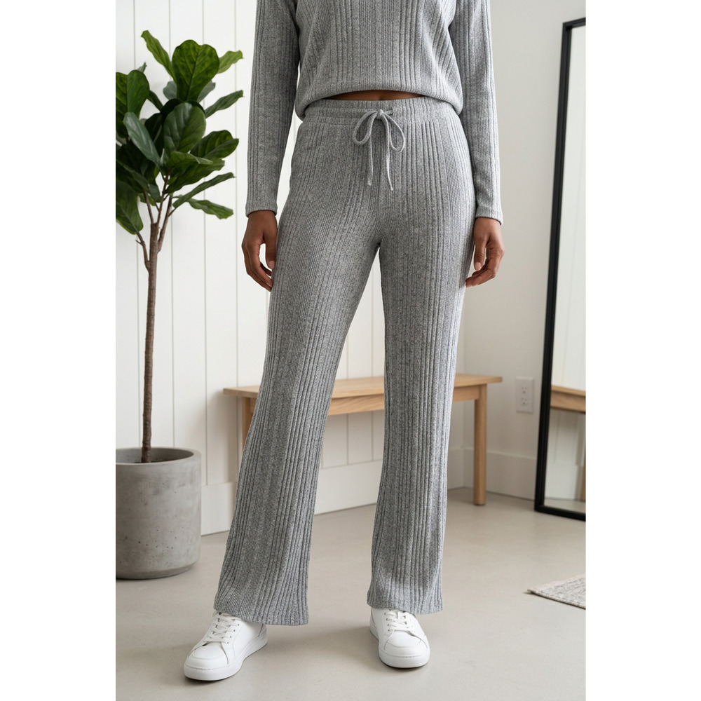 Alkemy Pants Women's Size Medium Ribbed Flare Comfy Grey